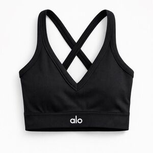 ALO Yoga Black V-Neck Sports Bra